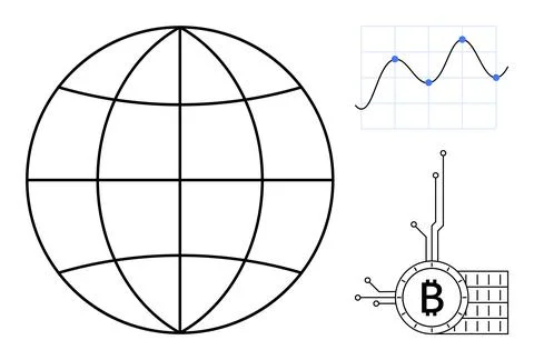 Global Technology and Cryptocurrency with Data Analytics and Graph イラスト素材