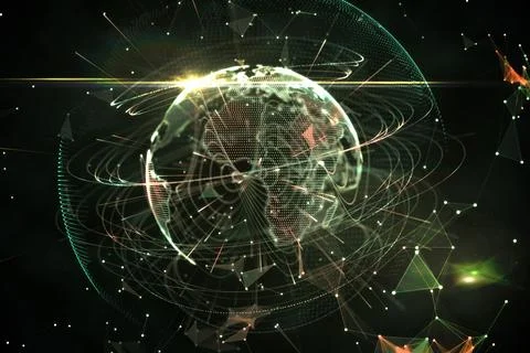 Global technology background in green Stockfoto's