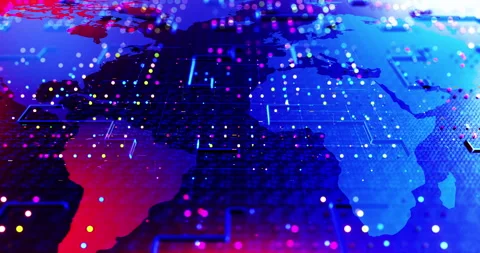 Global technology communication concept with cyber world background. Stock Footage 321551605