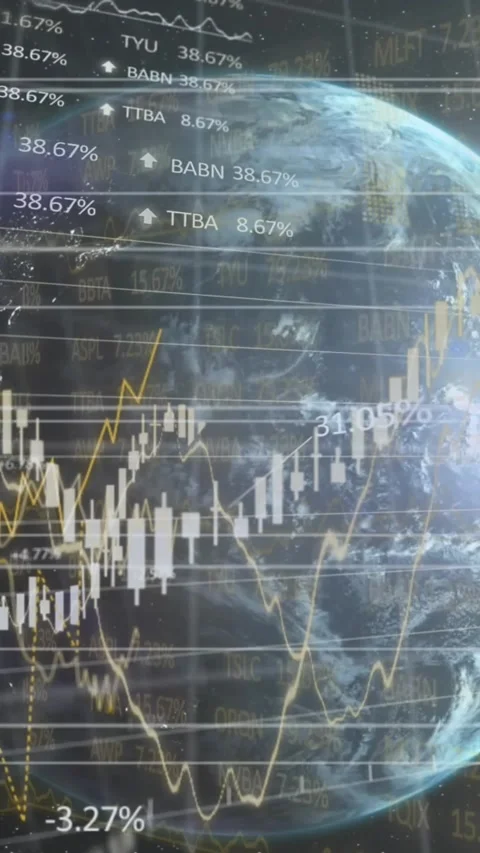 A global technology concept, with data processing occurring on computers all Stock Footage 343615563