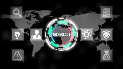 Global technology concept with infographic on map background innovation 動画素材 331566581
