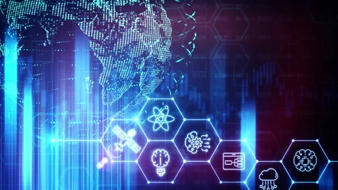 Global technology connecting smart networks with artificial intelligence Stock Footage 341898893
