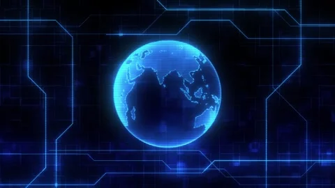 Global Technology Globe with Blue Data Circuit Network 스톡 동영상 341373047