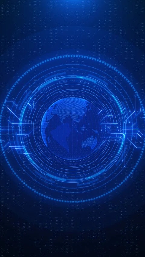 Global technology HUD network with blue earth sphere, circular interface Stock Footage 334125252