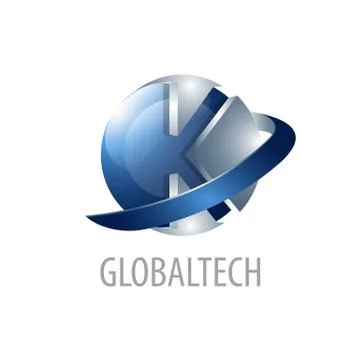 Global Technology. Initial letter K logo concept design. 3D sphere three dime Stock Illustration