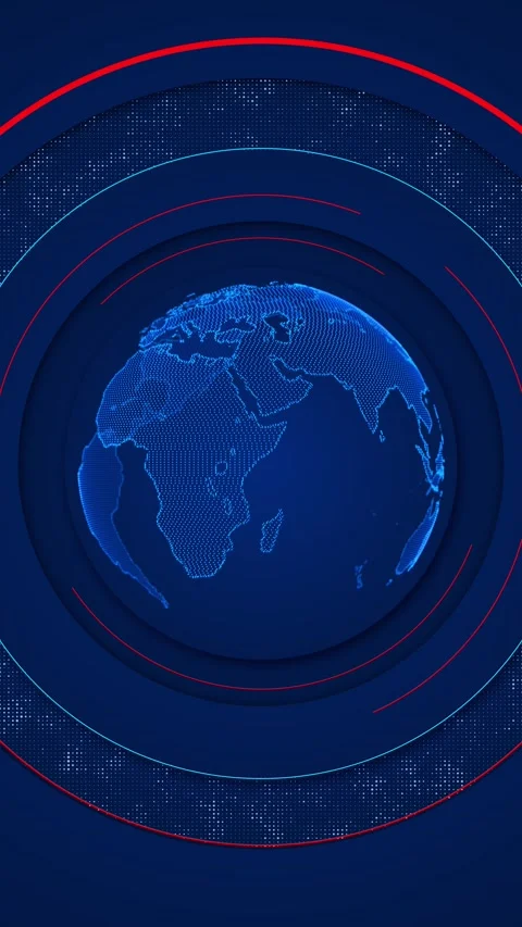 Global technology interface background world map, circular HUD blue digital pane Stock Footage 340471724