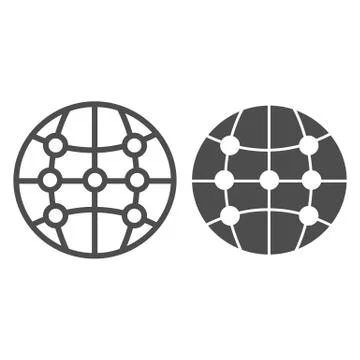 Global technology line and solid icon. World globe symbol, outline style Illustrazione stock