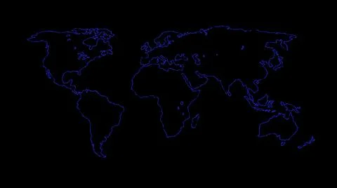 Global technology map 3d. Neon digital map of the Earth with computer graphics Stock Illustration