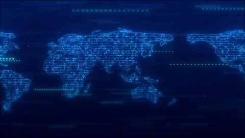 Global Technology Map With Digital Communication Data Lines Stock Footage 341359928