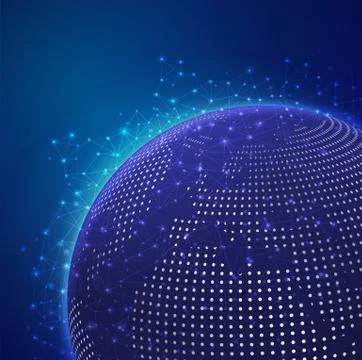 Global technology mesh digital network with dot world map, vector illustration Stock Illustration