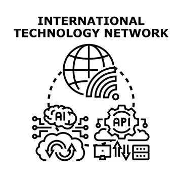 Global technology network connecting data and artificial intelligence Stock Illustration