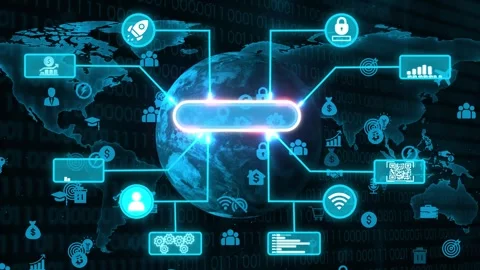 Global Technology Network Connecting World Data with Digital Transformation Stock Footage 327761125