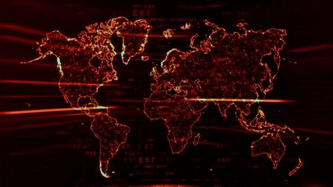 Global Technology Network Motion Graphic with Data Numbers and Hologram Worl Stock Footage 343731775