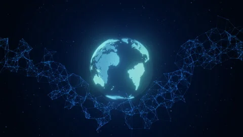 Global Technology Planet Earth in Cyberspace Worldwide Cloud Big Data Video stock 337984622