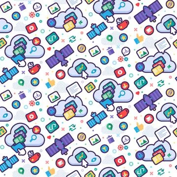Global technology seamless pattern wallpaper template vector Stock Illustration