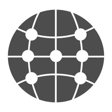 Global technology solid icon. World globe symbol, glyph style pictogram on white Illustrazione stock