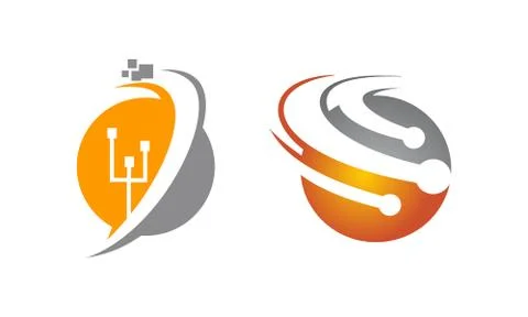 Global Technology Solutions Set 스톡 일러스트