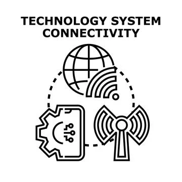 Global technology system connecting wireless communication network Ilustración de archivo