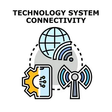 Global technology system connecting wireless communication network Stock Illustration