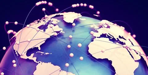 Global telecommunication and  cloud computing. イラスト素材