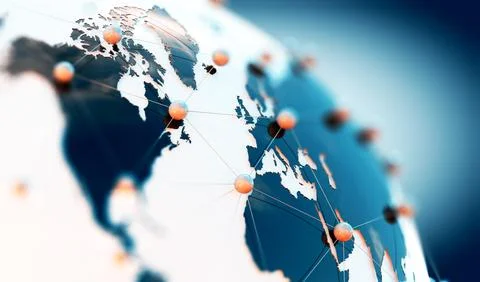 Global telecommunication and  cloud computing Stockfoto's