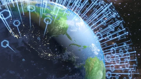 Global telecommunication network Stock Footage 190333356