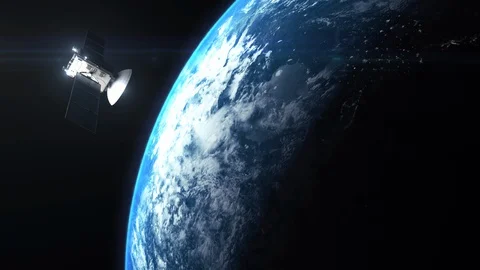 Global Telecommunications Satellite Stock Footage 128469796