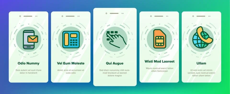 Global Telephony System Linear Onboarding Stock Illustration