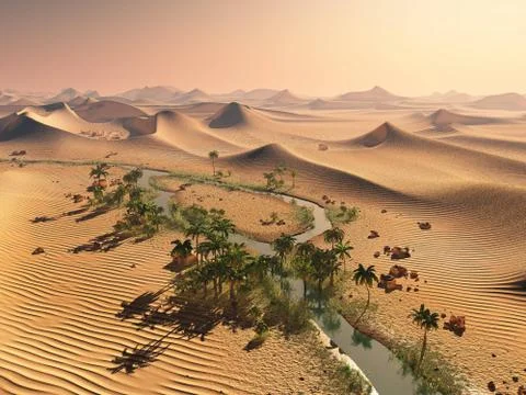 Global temperature change concept. Lonely sand ridges under striking evening 스톡 일러스트