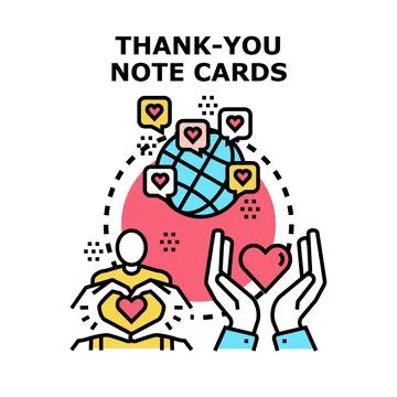 Global thank you note cards for generosity and appreciation Stock Illustration
