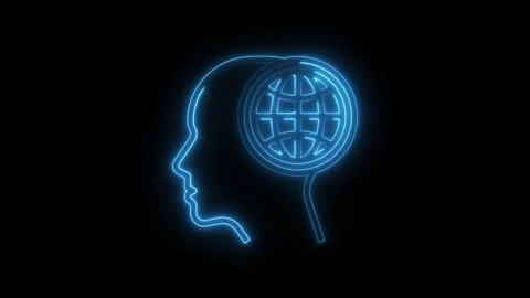 Global thinking human mind globe neon concept futuristic technology symbol .. Stock Footage 308605760