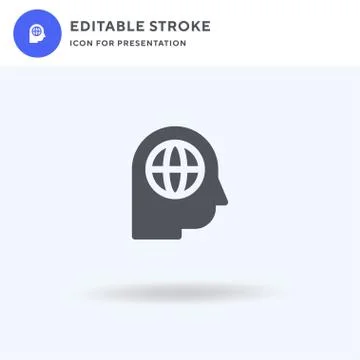 Global Thinking icon vector, filled flat sign, solid pictogram isolated on wh イラスト素材