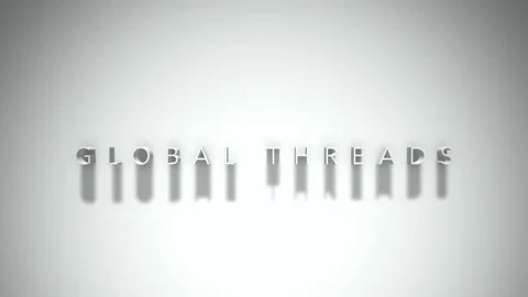 GLOBAL THREADS 3D title animation with shadows on a white background Stock Footage 296785249