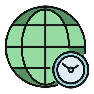 Global time zone icon on white background Stock Illustration