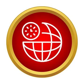 Global time zone icon with world globe Stock Illustration