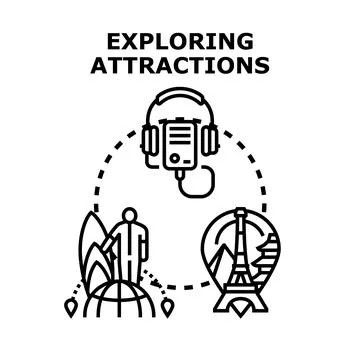 Global tourism concept exploring world travel attractions Stock Illustration