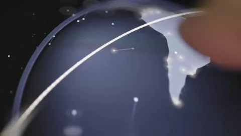 Global tracker visualizes satellite positions over Africa Stock Footage 342497272