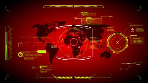 Global tracking interface of an autonomous drone showing target identificat.. Stock Illustration