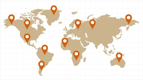Global trade and interconnected World map with highlighted locations Stock Footage 242865952