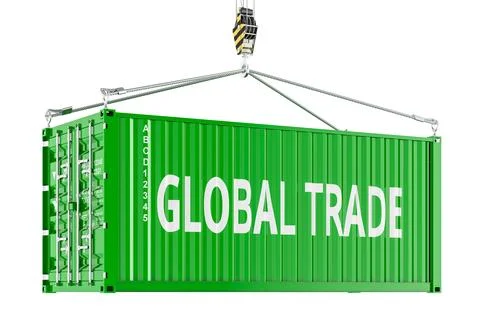 Global Trade concept with shipping container. 3D rendering Stock Illustration