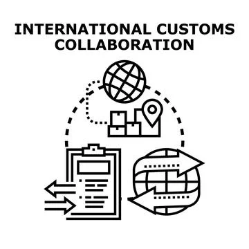 Global trade customs collaboration process with worldwide logistics Stock Illustration