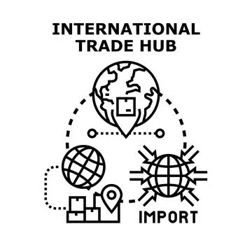 Global trade hub, import export logistic network Stock Illustration
