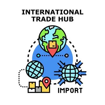 Global trade hub, import export logistic network Stock Illustration
