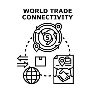 Global trade network connecting countries and business partners Stock Illustration
