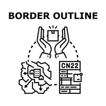 Global trade parcel customs border concept Stock Illustration