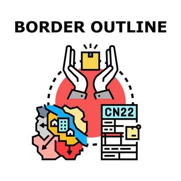 Global trade parcel customs border concept Stock Illustration
