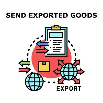 Global trade process exporting goods and logistics management Stock Illustration