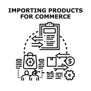 Global trade process importing and exporting products Stock Illustration