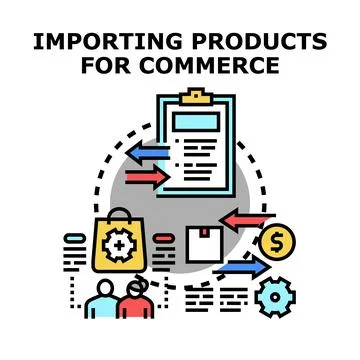 Global trade process importing and exporting products Stock Illustration