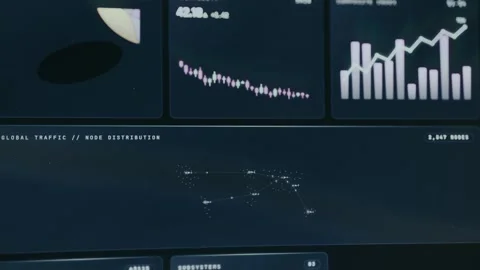 Global Traffic Node Distribution from a tech-focused UI Vidéo 334443711